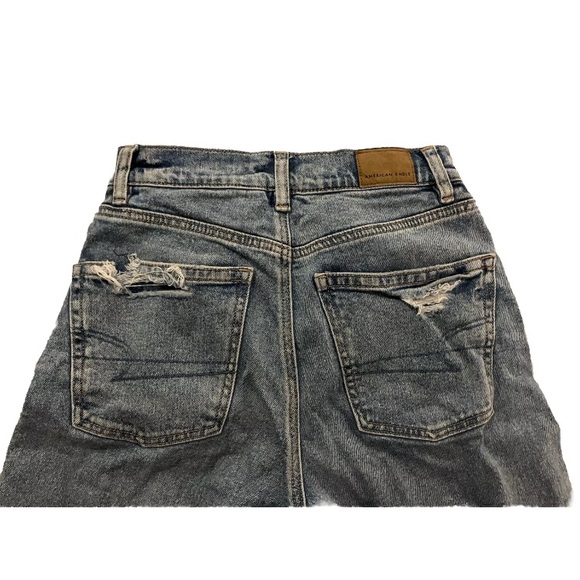 AE Strigid Ripped Highest Waist Baggy Straight Jean Size 00 - Picture 7 of 13